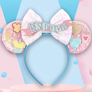 COPY - NEW! Blue and Pink Best Day Ever Minnie Mouse Ears Headband!